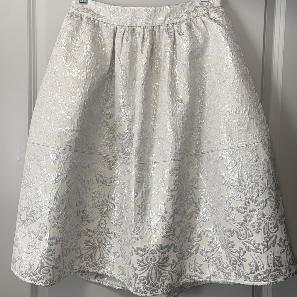 Express Women’s White & Silver A-Line Skirt - Color - Size: 4